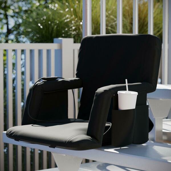 Malta Black Portable Heated Reclining Stadium Chair w/Armrests, Heated Padded Back & Heated Seat, Flash Furniture, Mfr#: FV-FA090HH-BK-GG